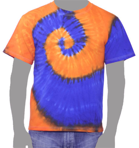 Blue & Orange Spiral Tie Dye T-shirt